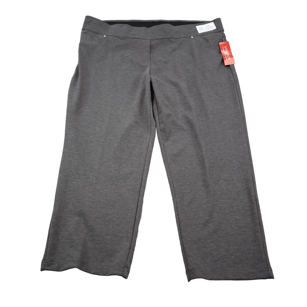 Rebecca Malone Pants Womens Gray 2X High Rise Pull On Stretch Plus Size Capri